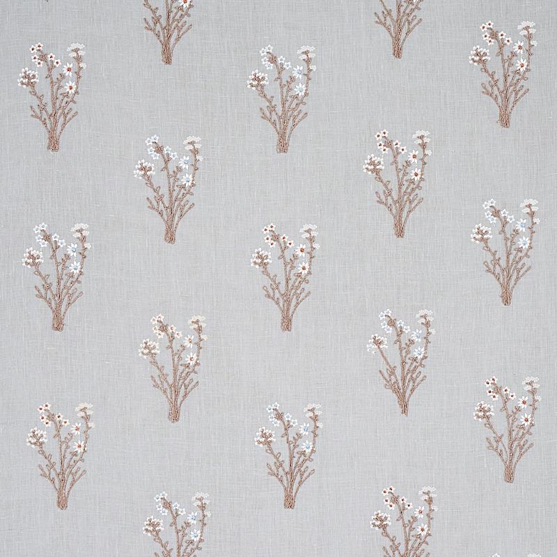 Schumacher Stora Embroidery Mineral Fabric