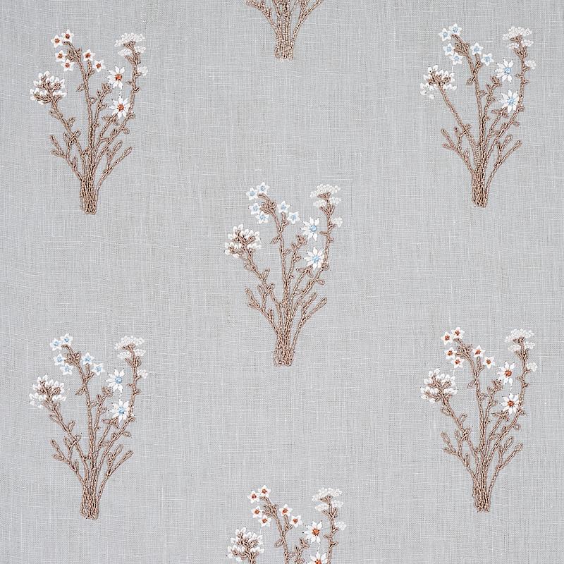 Schumacher Stora Embroidery Mineral Fabric