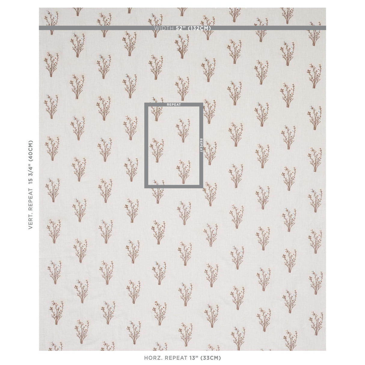 Schumacher Stora Embroidery Ivory Fabric