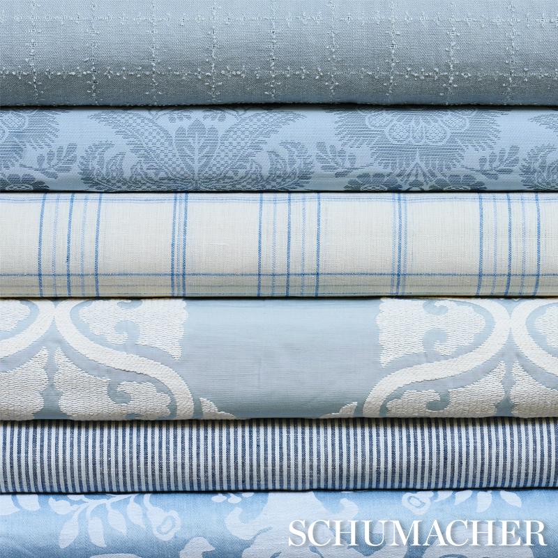 Schumacher Greta Damask Blue Fabric