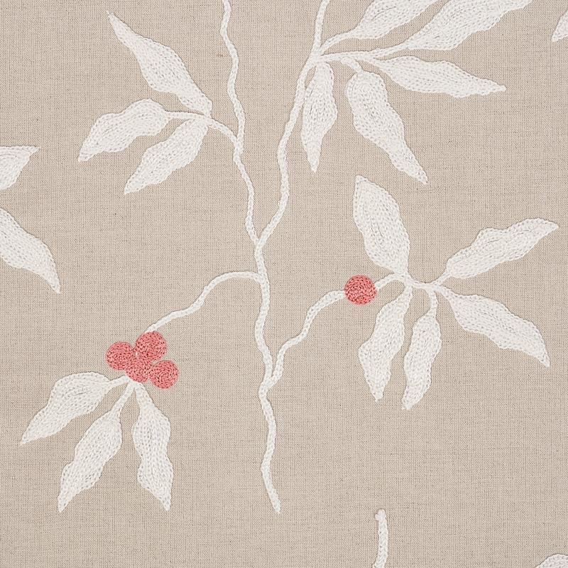 Schumacher Lilla Embroidery Ivory On Neutral Fabric