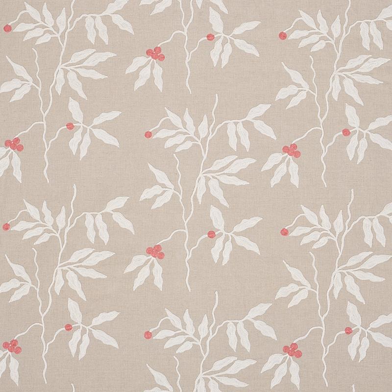 Schumacher Lilla Embroidery Ivory On Neutral Fabric