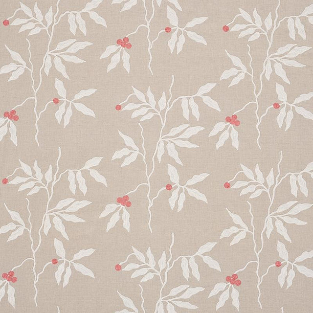 Schumacher Lilla Embroidery Ivory On Neutral Fabric
