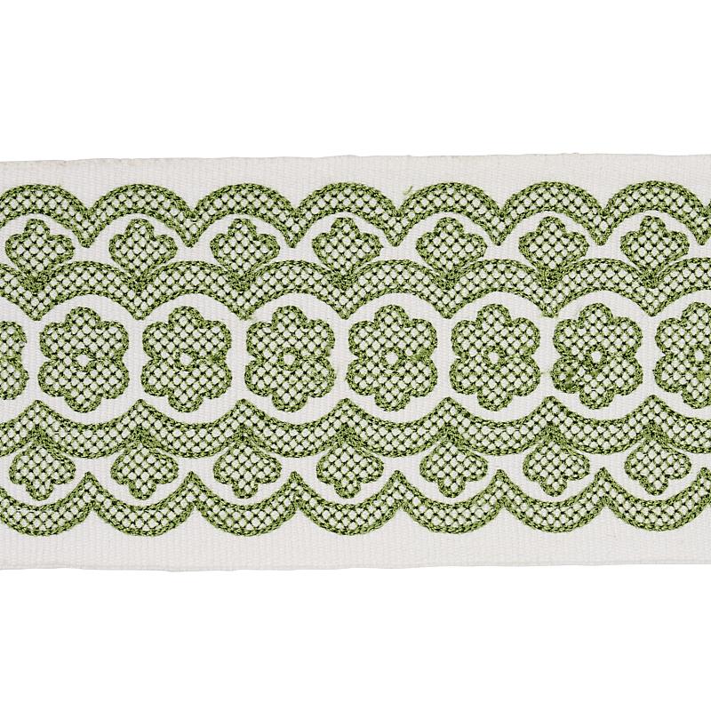 Schumacher Green Astrid Embroidered Tape