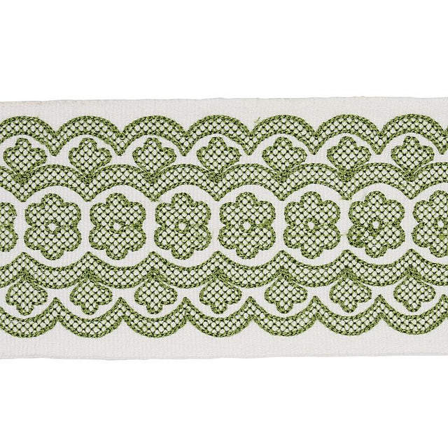 Schumacher Green Astrid Embroidered Tape
