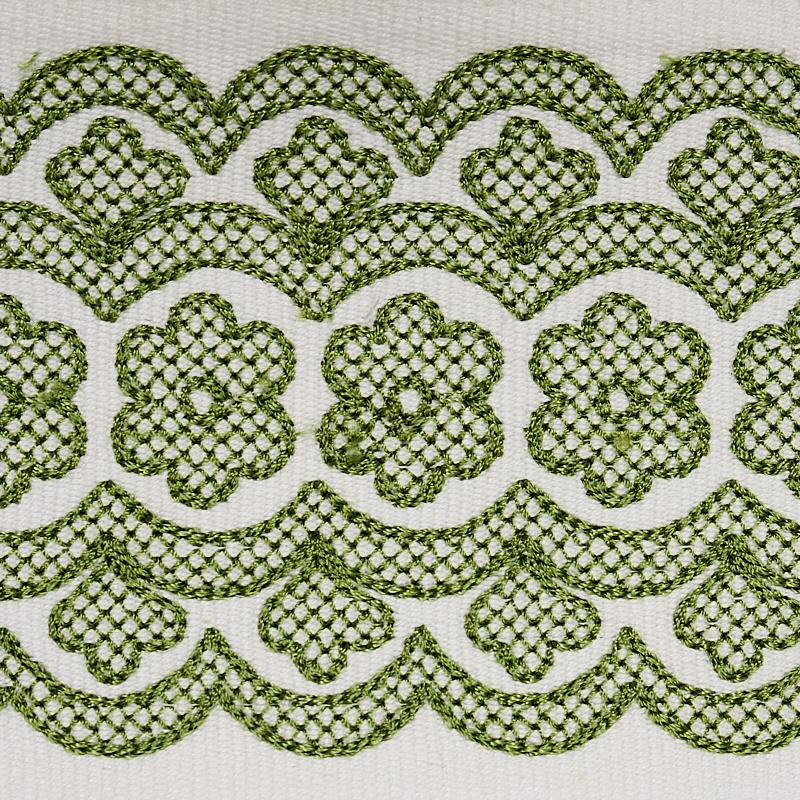 Schumacher Green Astrid Embroidered Tape