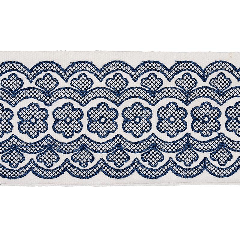 Schumacher Blue Astrid Embroidered Tape