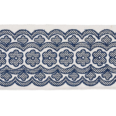 Schumacher Blue Astrid Embroidered Tape