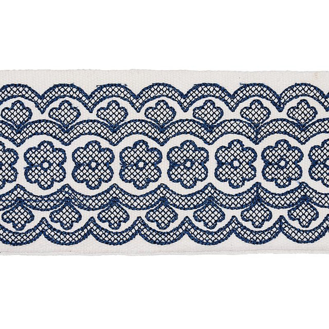 Schumacher Blue Astrid Embroidered Tape
