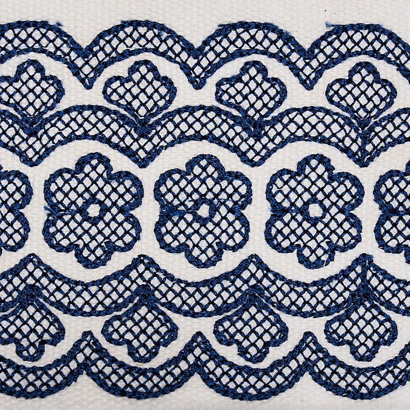 Schumacher Blue Astrid Embroidered Tape