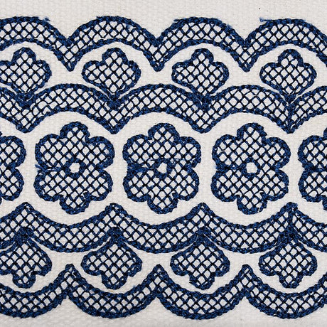 Schumacher Blue Astrid Embroidered Tape