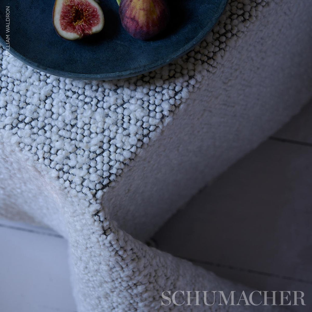 Schumacher Margarete Boucl Ivory On Charcoal Fabric