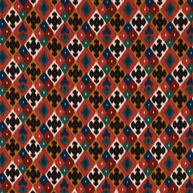 Schumacher Sasha Diamond Ikat Rose And Saffron Fabric
