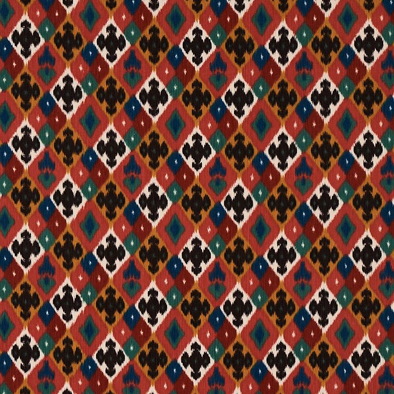 Schumacher Sasha Diamond Ikat Rose And Saffron Fabric