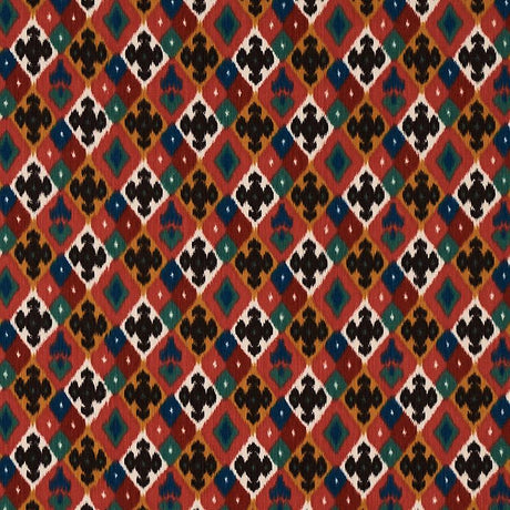Schumacher Sasha Diamond Ikat Rose And Saffron Fabric