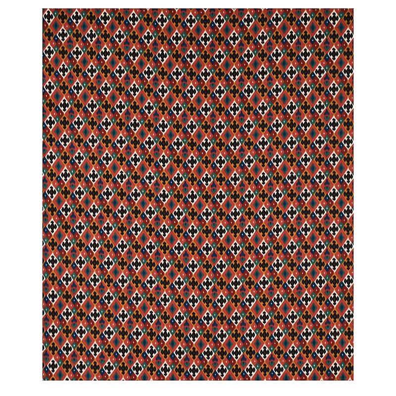 Schumacher Sasha Diamond Ikat Rose And Saffron Fabric