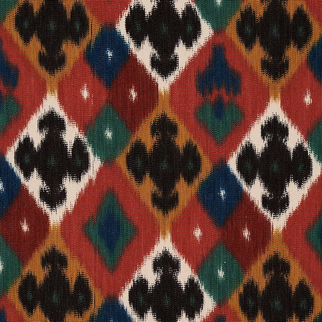 Schumacher Sasha Diamond Ikat Rose And Saffron Fabric
