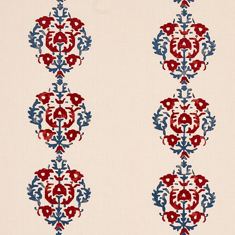 Schumacher Constantine Red & Blue Fabric