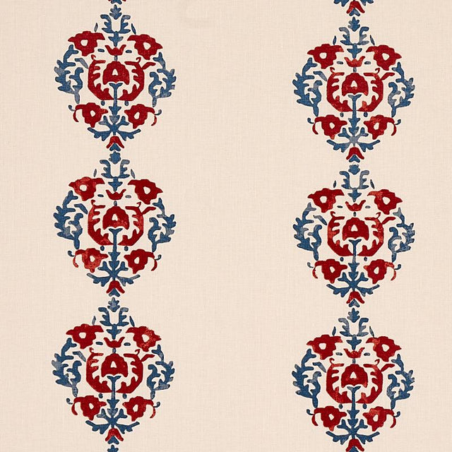 Schumacher Constantine Red & Blue Fabric