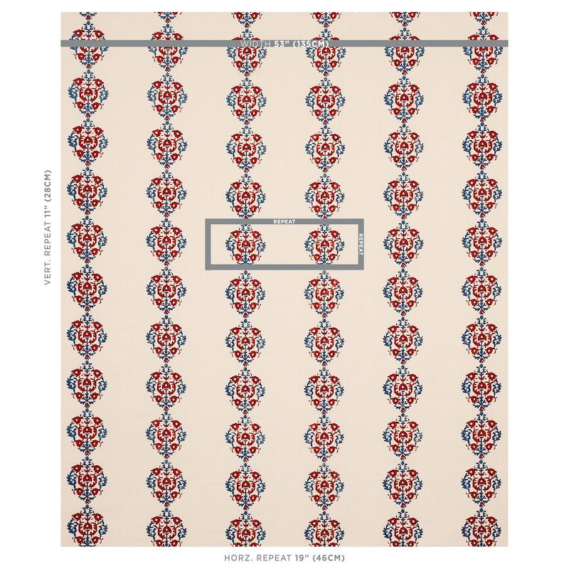 Schumacher Constantine Red & Blue Fabric