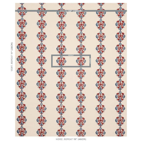 Schumacher Constantine Red & Blue Fabric