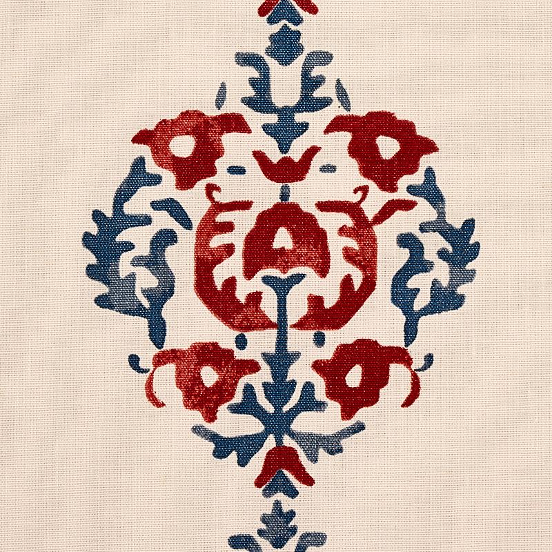 Schumacher Constantine Red & Blue Fabric