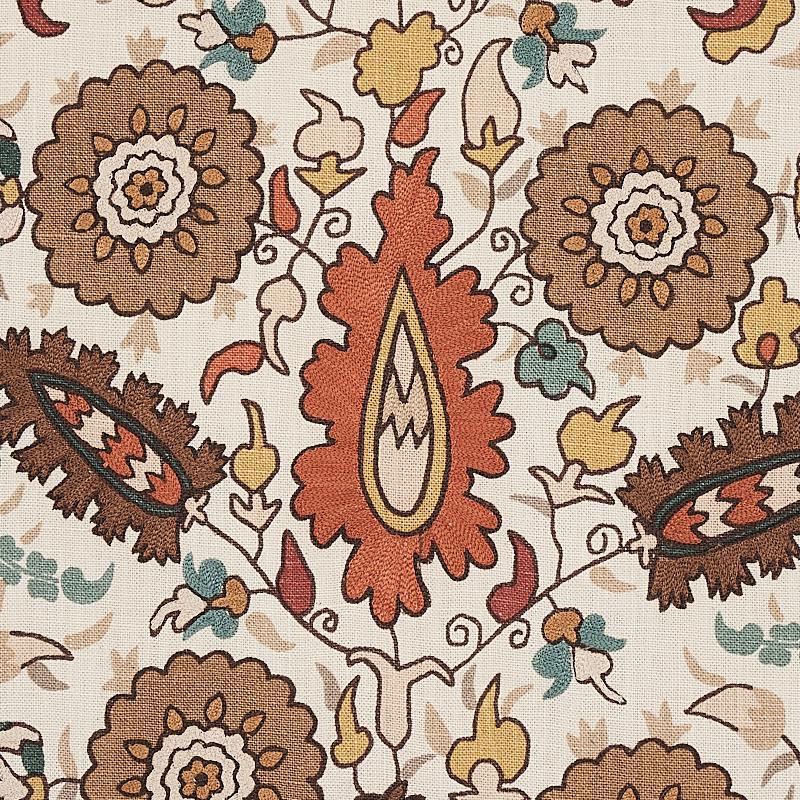 Schumacher Anatolia Embroidery Autumn Fabric