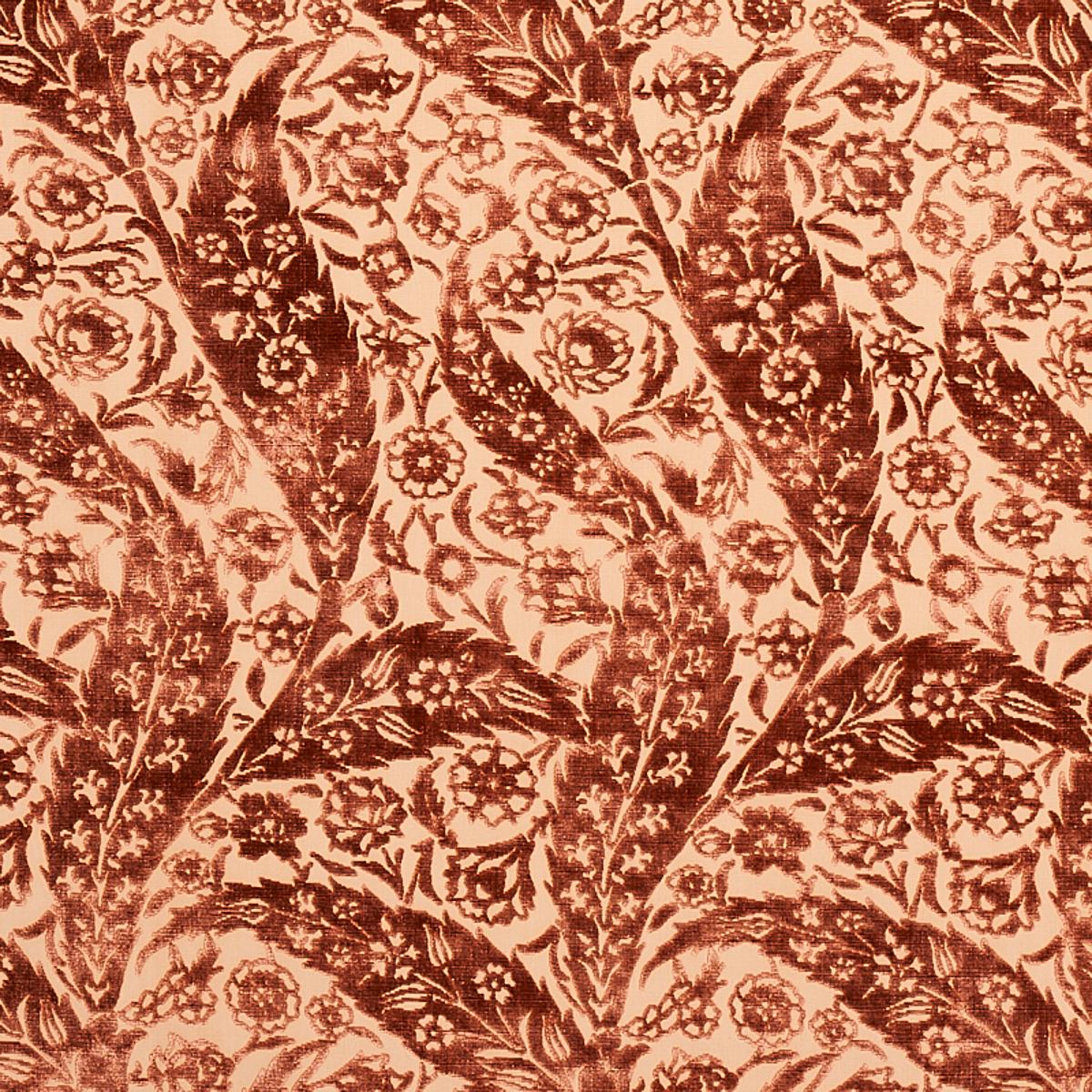 Schumacher Saz Paisley Silk Velvet Terracotta Fabric