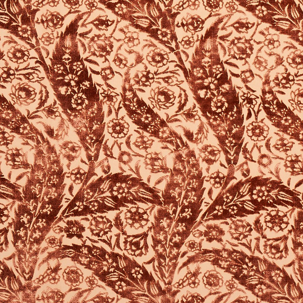 Schumacher Saz Paisley Silk Velvet Terracotta Fabric