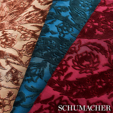Schumacher Saz Paisley Silk Velvet Terracotta Fabric