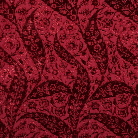 Schumacher Saz Paisley Silk Velvet Burgundy Fabric