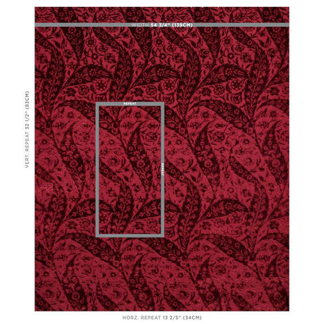 Schumacher Saz Paisley Silk Velvet Burgundy Fabric