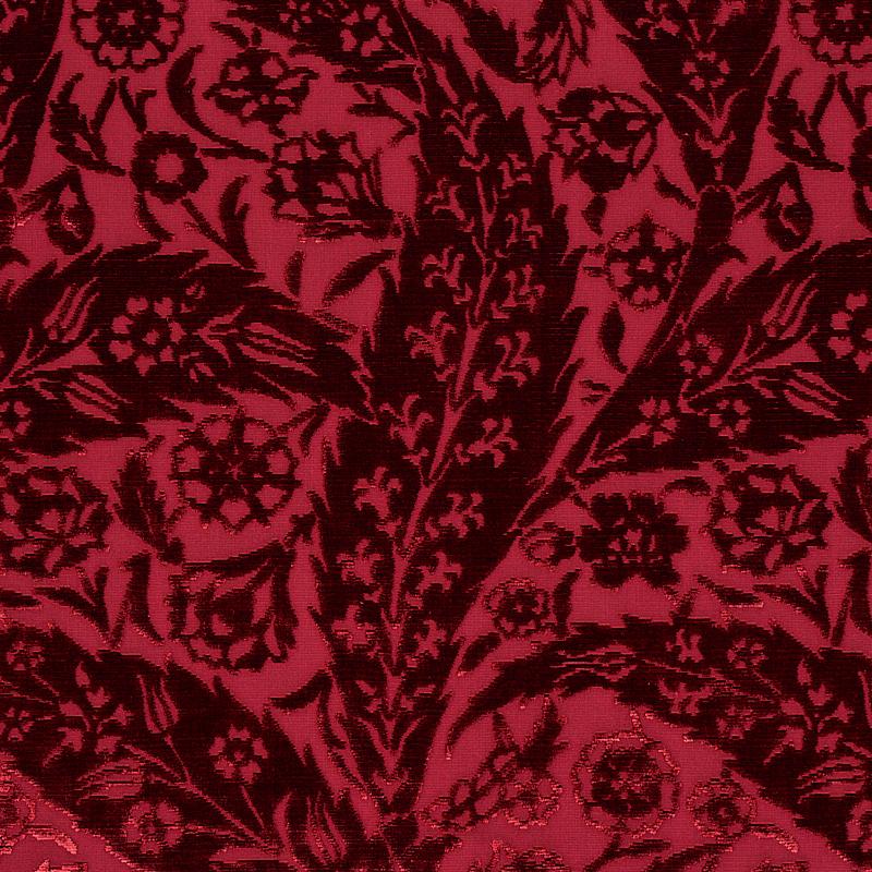 Schumacher Saz Paisley Silk Velvet Burgundy Fabric