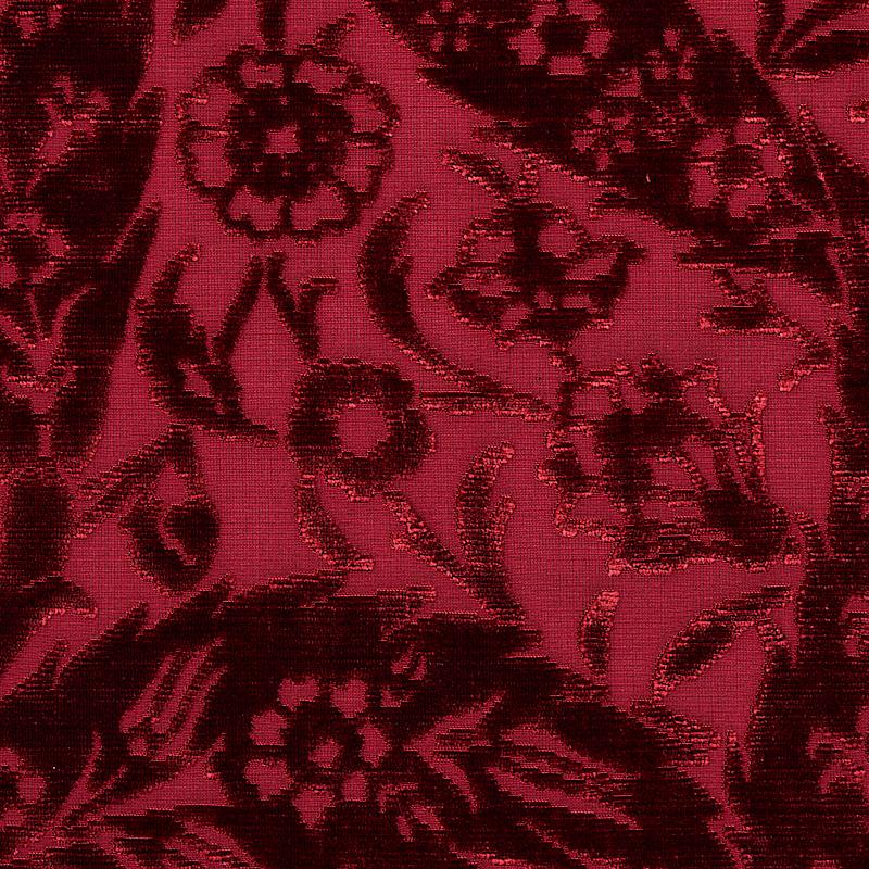 Schumacher Saz Paisley Silk Velvet Burgundy Fabric