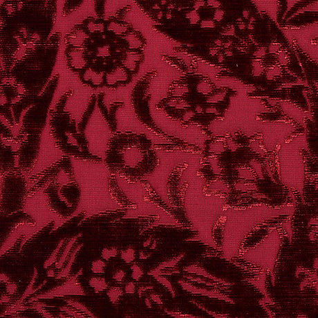 Schumacher Saz Paisley Silk Velvet Burgundy Fabric