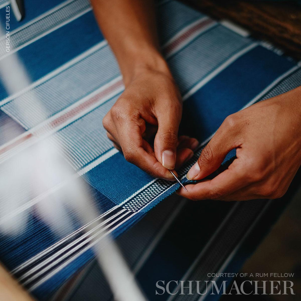 Schumacher Scoop Hand Woven Stripe Neptune Fabric