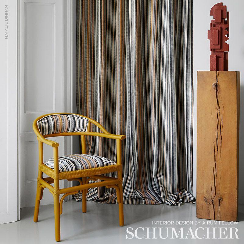 Schumacher Ripple Hand Woven Stripe Rockpool Fabric