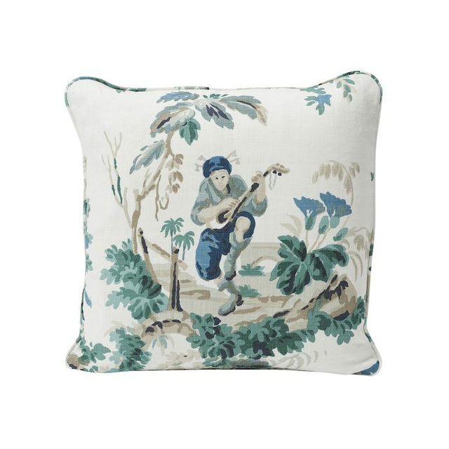 Schumacher Plaisirs De La Chine Emerald 18" x 18" Pillow