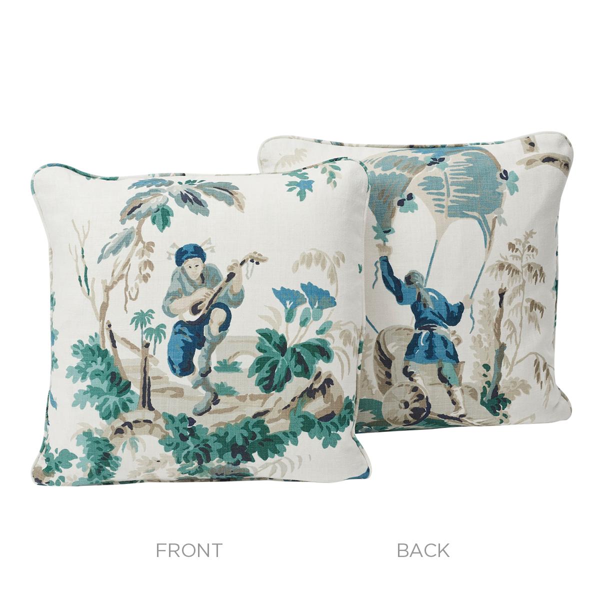 Schumacher Plaisirs De La Chine Emerald 18" x 18" Pillow
