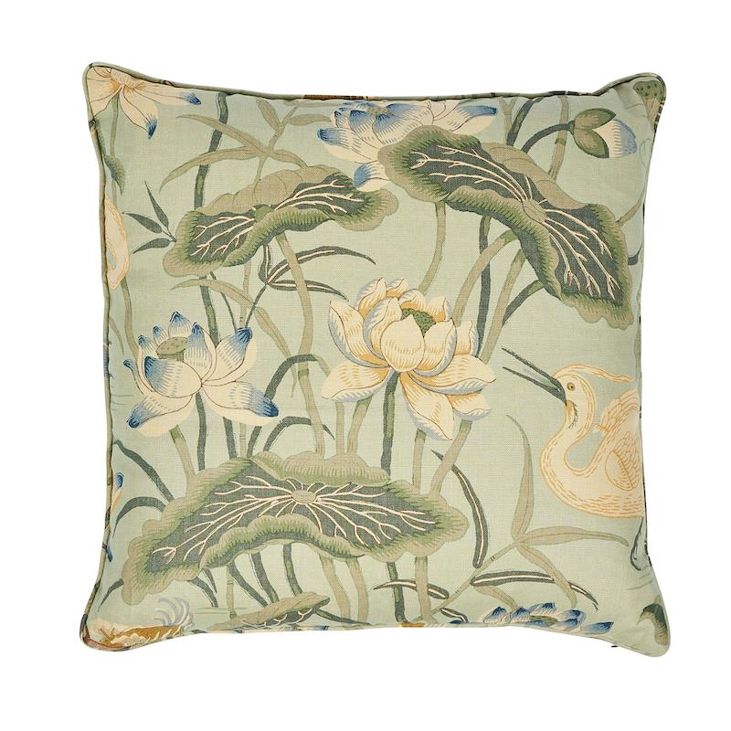 Schumacher Aqua 22" x 22" Lotus Garden Pillow