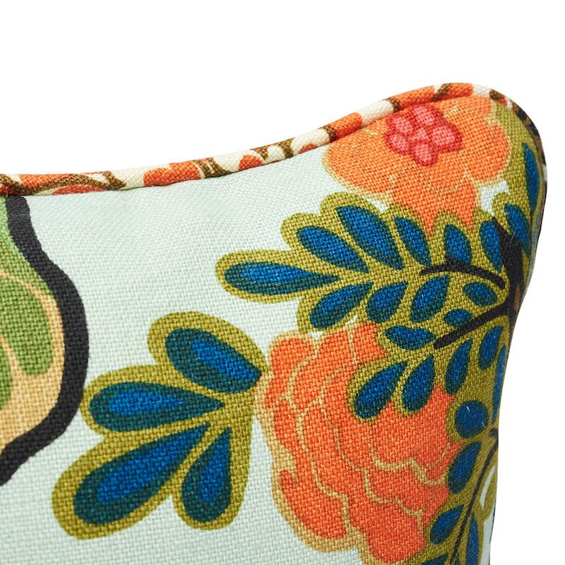 Schumacher Aquamarine 18" x 18" Chiang Mai Dragon Pillow