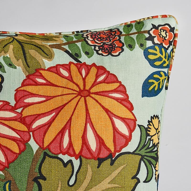 Schumacher Chiang Mai Dragon Aquamarine 22" x 22" Pillow