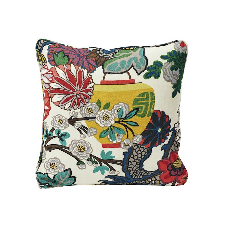 Schumacher Alabaster 18" x 18" Chiang Mai Dragon Pillow