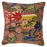 Schumacher Mocha 22" x 22" Chiang Mai Dragon Pillow