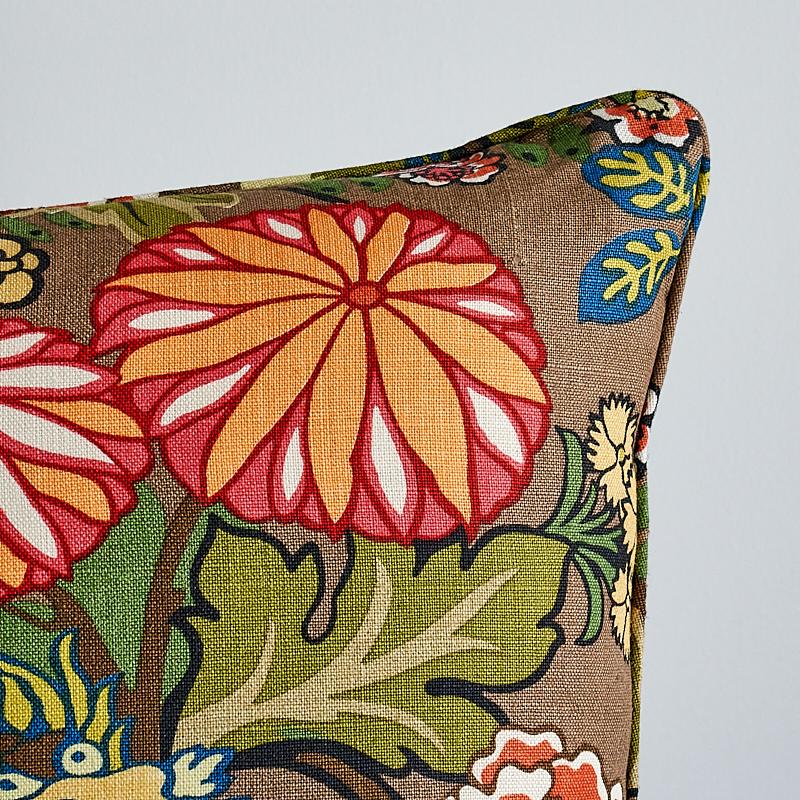 Schumacher Mocha 22" x 22" Chiang Mai Dragon Pillow