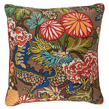 Schumacher Mocha 22" x 22" Chiang Mai Dragon Pillow