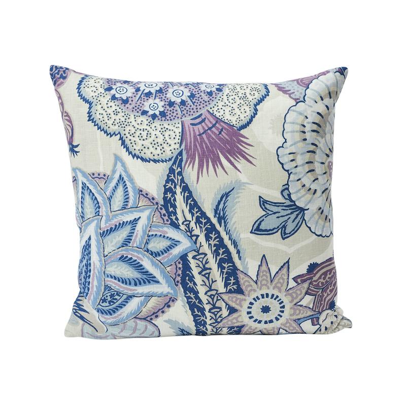 Schumacher Zanzibar Linen Print Hyacinth 18" x 18" Pillow