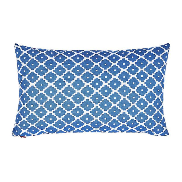 Schumacher Blue & Red 20" x 12" Ziggurat Pillow