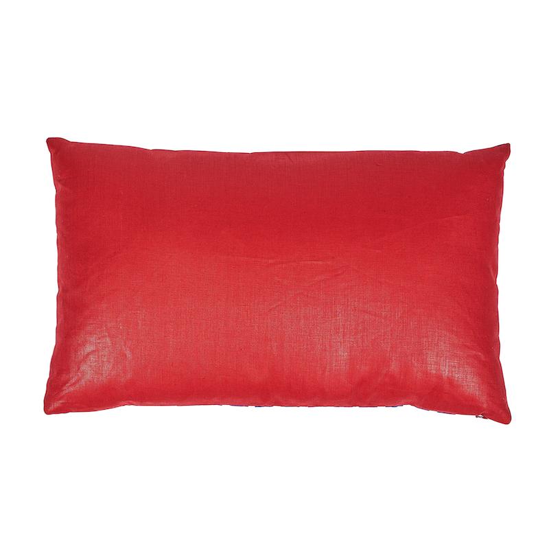 Schumacher Blue & Red 20" x 12" Ziggurat Pillow