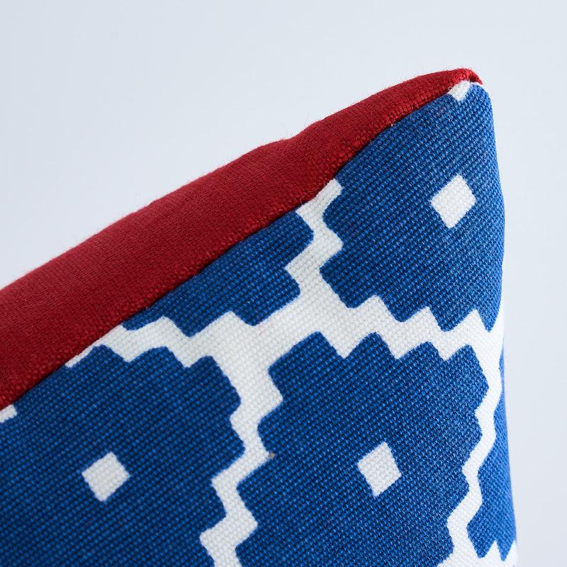 Schumacher Blue & Red 20" x 12" Ziggurat Pillow